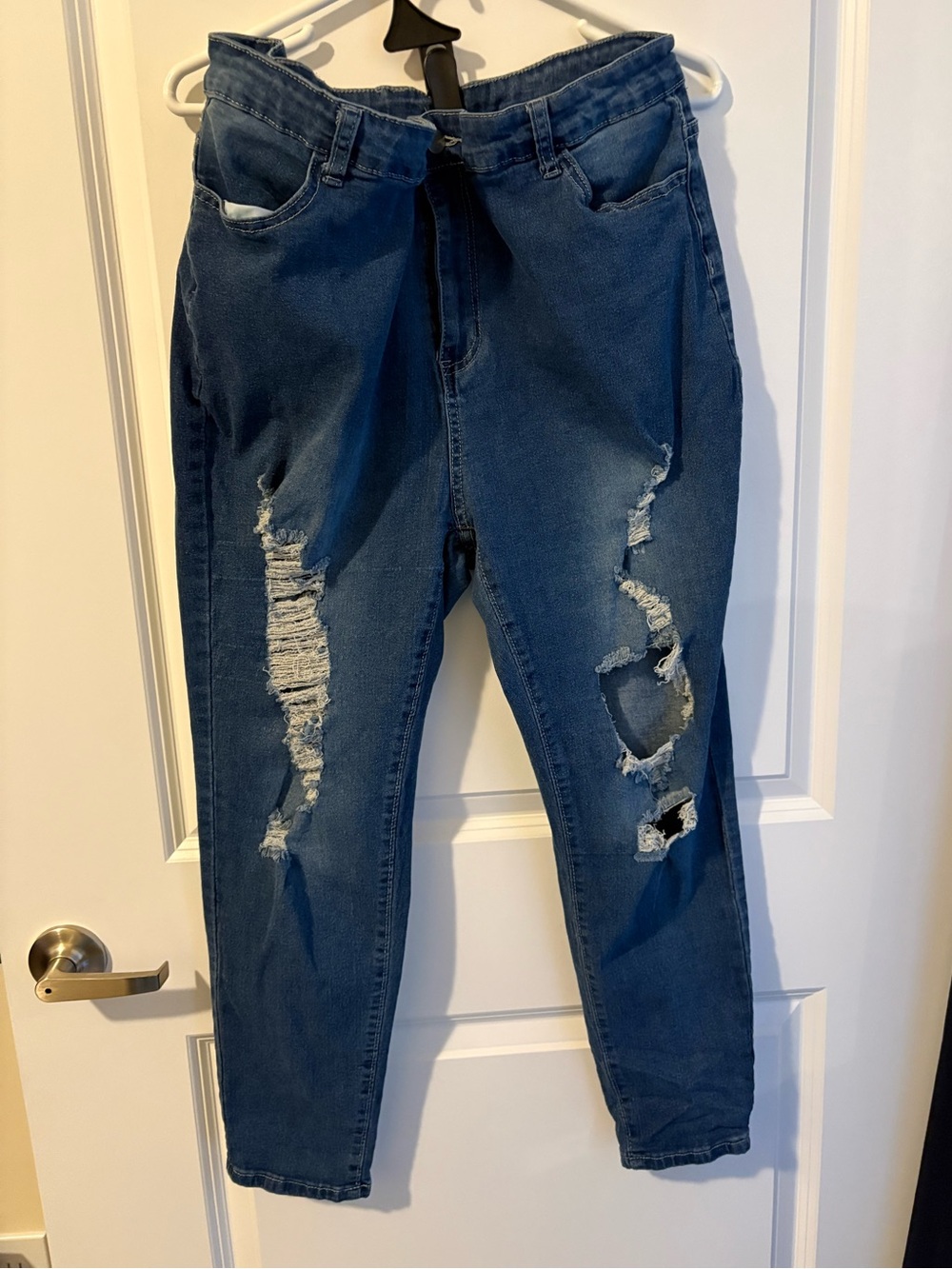 Distressed Dark Blue Ripped Jeans
